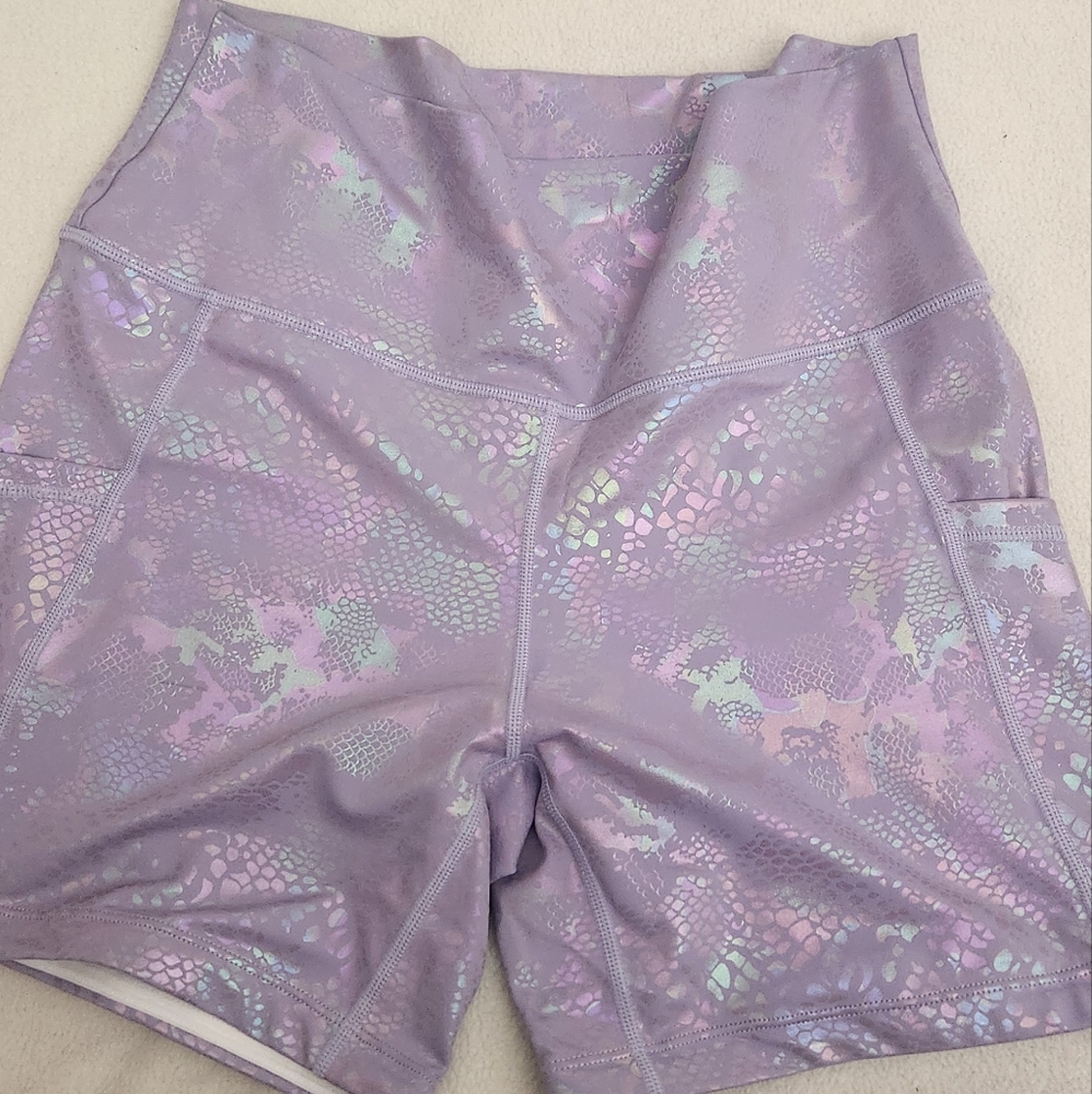 Constantly Varied Gear Purple Athletic Shorts with Shimmery Design- 5" Inseam